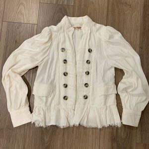 Free People Ariana Linen Blend Lace Jacket